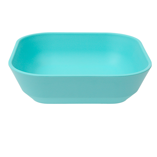 Bowl de melamina cuadrado azul turquesa de 20.2×20.2×5.6cm