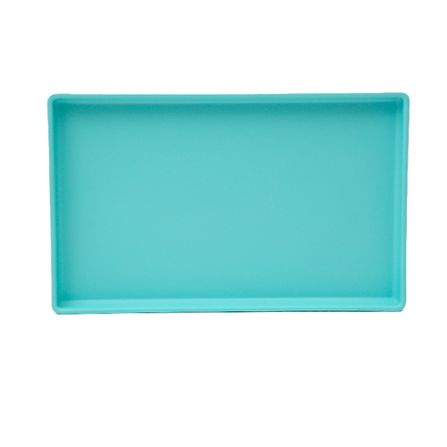 Plato rectangular de melamina azul turquesa de 26.5×16.5x2cm