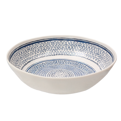 Bowl de melamina azul con diseño de 19x19x5cm