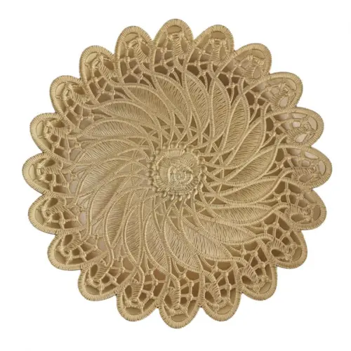 Plato de presentación de plástico dorado diseño flor de 33x33x1.5cm