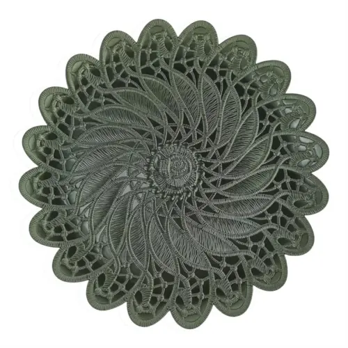 Plato de presentación de plástico verde olivo diseño flor de 33x33x1.5cm