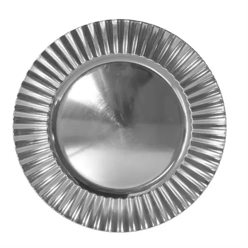 Plato de presentación de plástico plateado con rayas en la orilla de 33x33x1.5cm