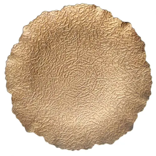 Plato de presentación de plástico dorado diseño craquelado de 40x40x2cm
