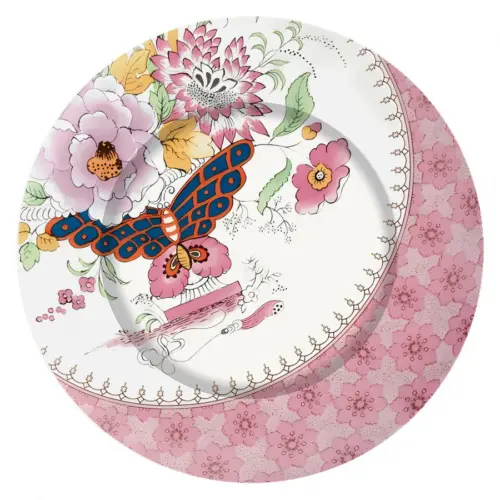 Plato de presentación de plástico estampado flores rosas de 33x33x1.5cm