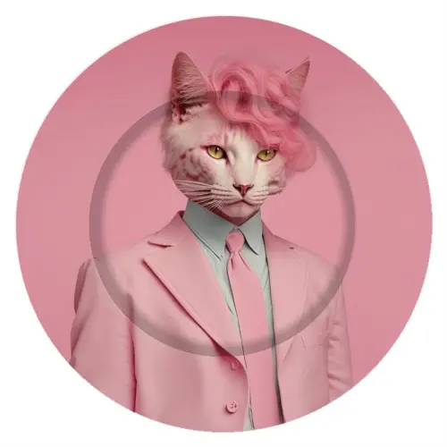 Plato de presentación de plástico con gato y traje rosa de 33x33x1.5cm