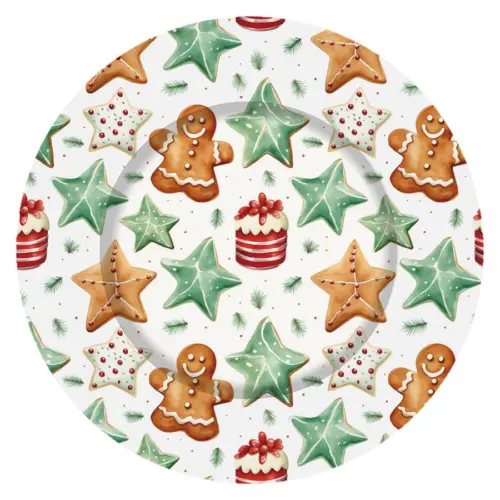 Plato de presentación de plástico navideño con muñeco de jengibre de 33x33x1.5cm