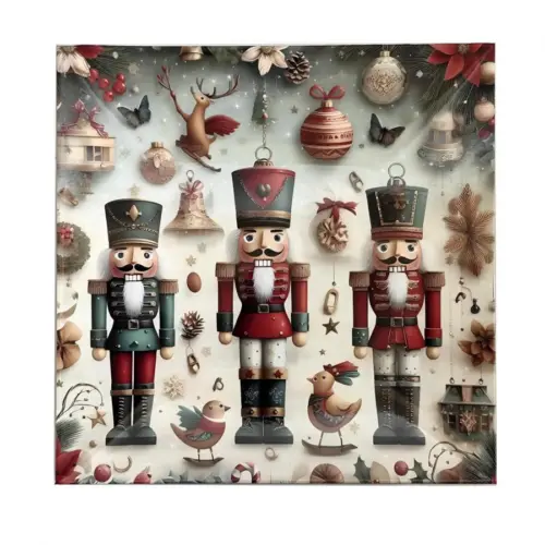 Plato de presentación cuadrado de plástico navideño con cascanueces de 30x30x2cm