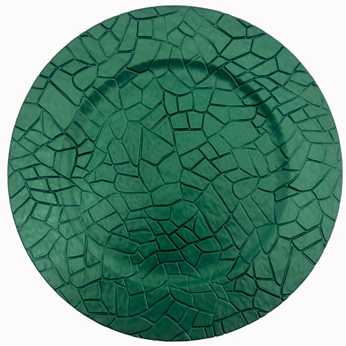 Plato de presentación de plástico verde craquelado de 33x33x1.5cm