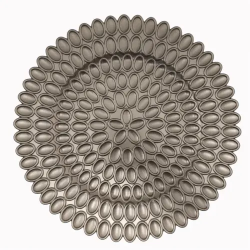 Plato de presentación de plástico gris con ovalos de 33x33x1.5cm