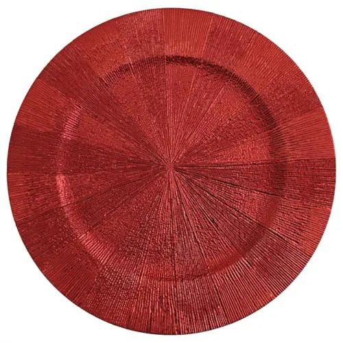 Plato de presentación de plástico rojo grabado de 33x33x1.5cm