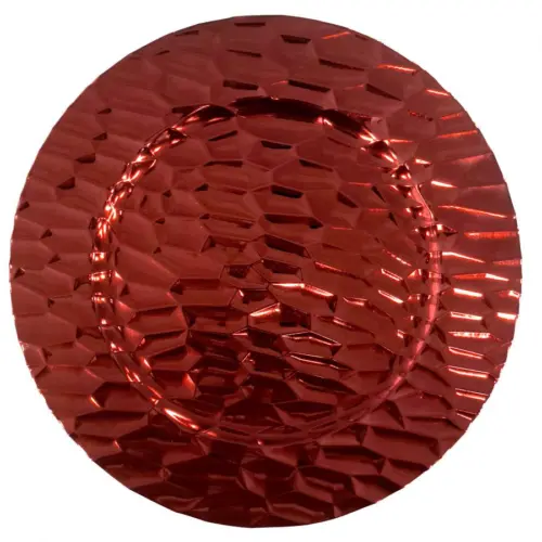 Plato de presentación de plástico rojo brilloso de 33x33x1.5cm