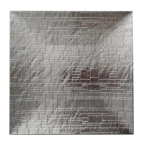 Plato de presentación cuadrado de plástico plateado grabado de 30x30x2cm