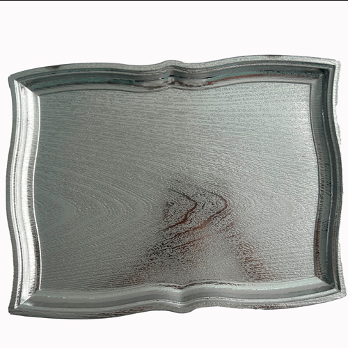 Charola de plástico plateada ondulada de 43x32x3cm