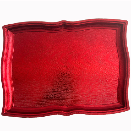 Charola de plástico roja ondulada de 43x32x3cm