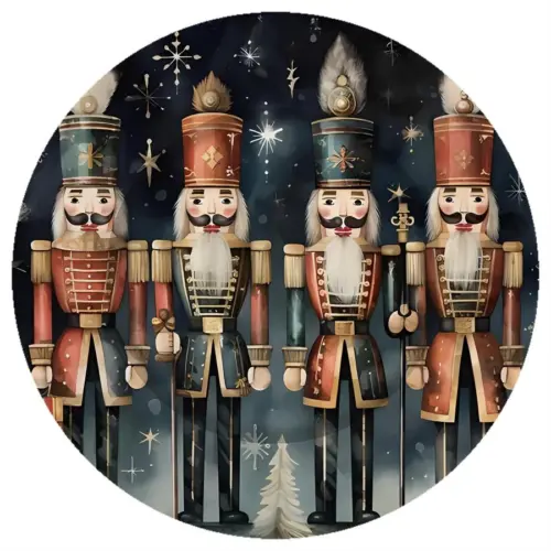 Plato de presentación de plástico navideño con cascanueces de 33x33x1.5cm