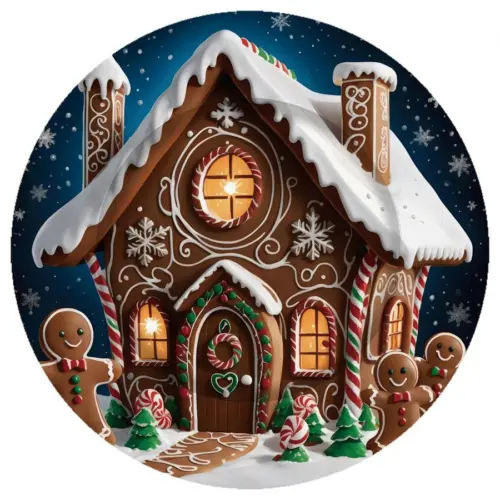Plato de presentación de plástico navideño con casa de jengribe de 33x33x1.5cm
