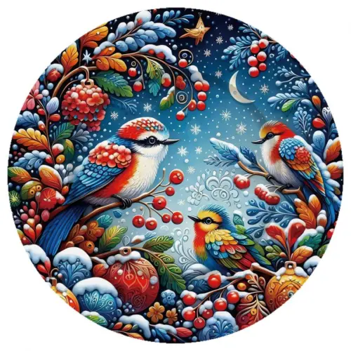 Plato de presentación de plástico pajaros rojo con azul de 33x33x1.5cm