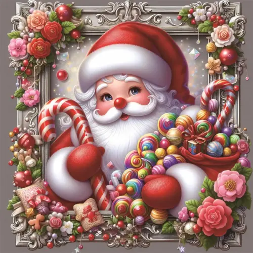 Plato de presentación de plástico navideño con santa y caramelo de 33x33x1.5cm