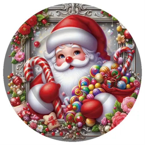 Plato de presentación cuadrado de plástico navideño con santa y caramelo de 30x30x2cm