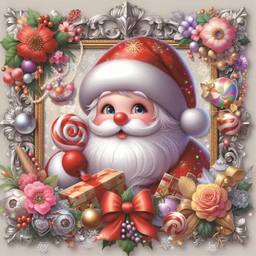 Plato de presentación cuadrado de plástico navideño con santa y caramelo de 30x30x2cm