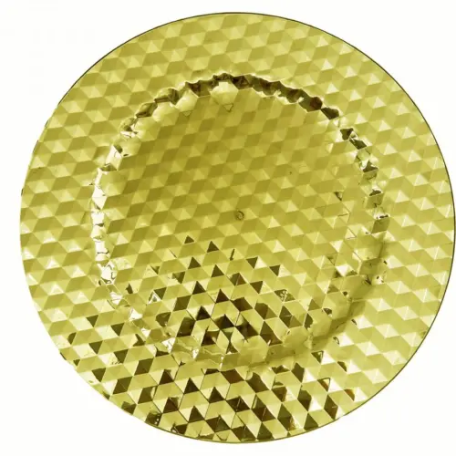 Plato de presentación de plástico dorado diseño rombos de 33x33x1.5cm