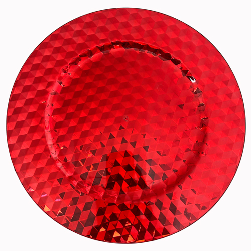 Plato de presentación de plástico rojo diseño rombos de 33x33x1.5cm
