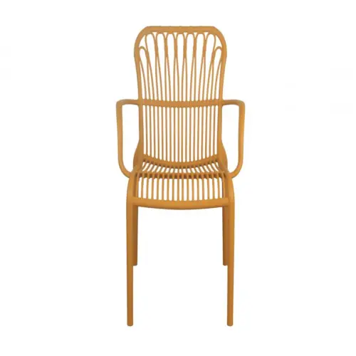 Silla de plástico con descansabrazos amarilla diseño tiras de 62x62x87.5cm