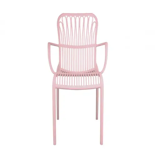 Silla de plástico con descansabrazos rosa diseño tiras de 62x62x87.5cm
