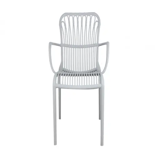 Silla de plástico con descansabrazos gris claro diseño tiras de 62x62x87.5cm