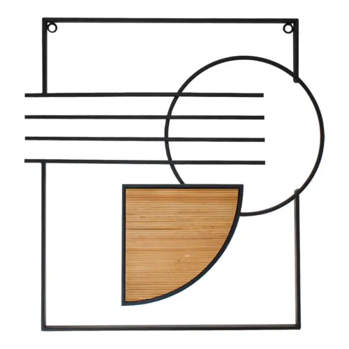 Cuadro de metal diseño círculos con madera de 44×2.3x46cm