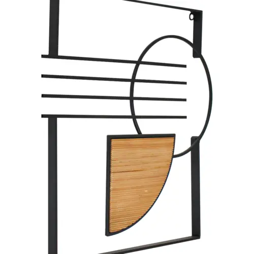 Cuadro de metal diseño círculos con madera de 44×2.3x46cm