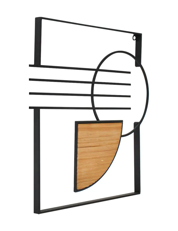 Cuadro de metal diseño círculos con madera de 44x2.3x46cm - Image 2