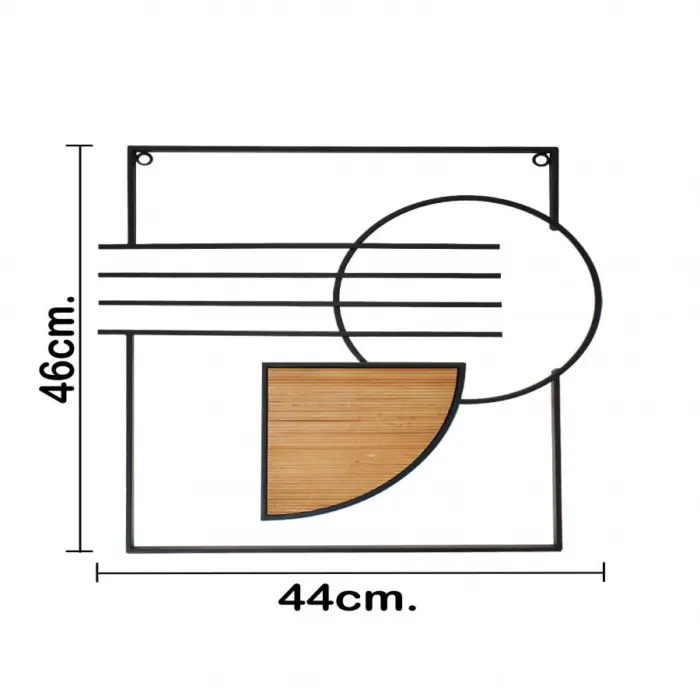 Cuadro de metal diseño círculos con madera de 44x2.3x46cm - Image 4