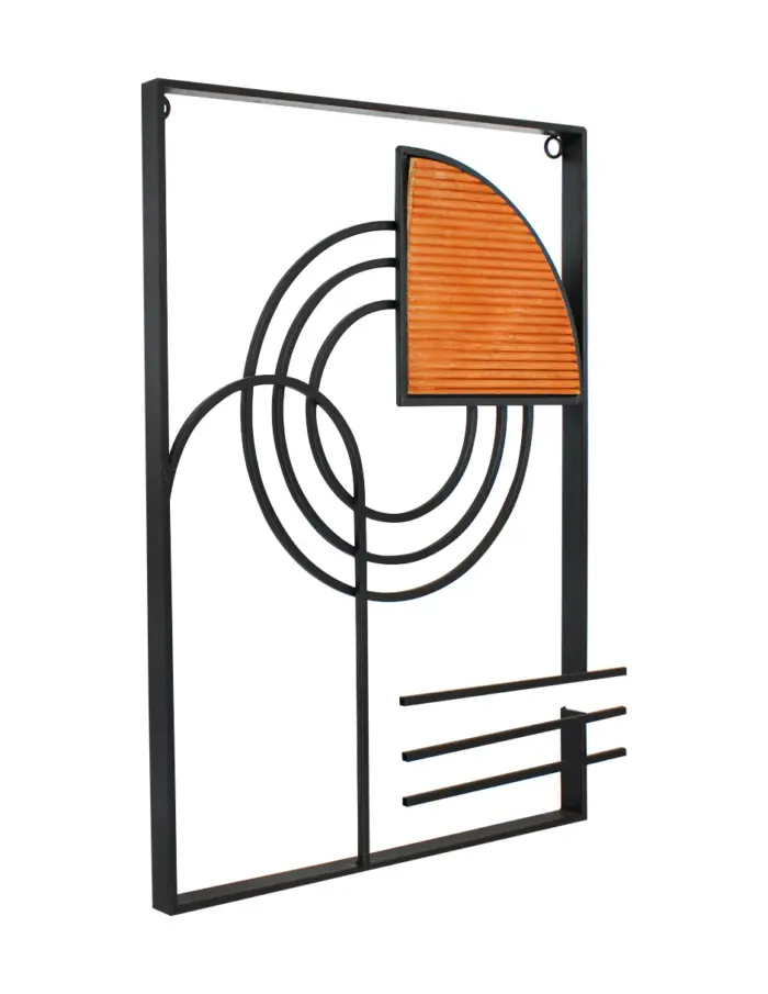 Cuadro de metal diseño círculos con madera de 36.5x2.5x46cm - Image 2