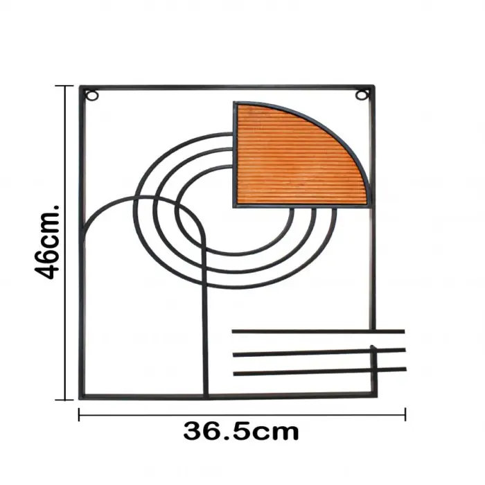 Cuadro de metal diseño círculos con madera de 36.5x2.5x46cm - Image 4