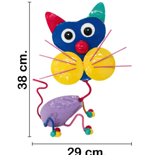  Gato de metal de colores de16x29x38cm