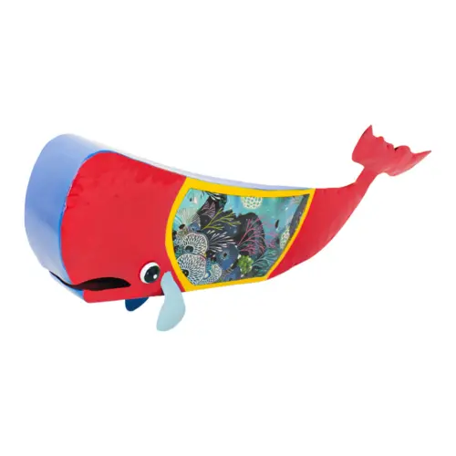 Ballena de metal roja pintada de arrecife de 16×46.5x18cm