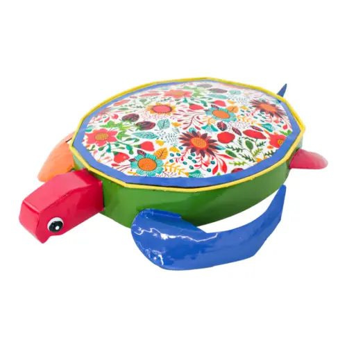 Tortuga de metal estampada de flores de colores de16x33.5x11cm