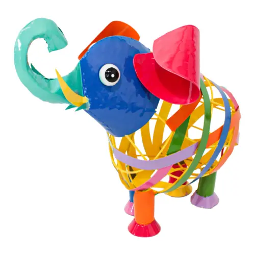 Elefante de metal de colores de16x42x38cm