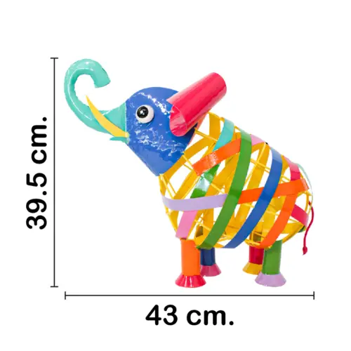 Elefante de metal de colores de16x42x38cm