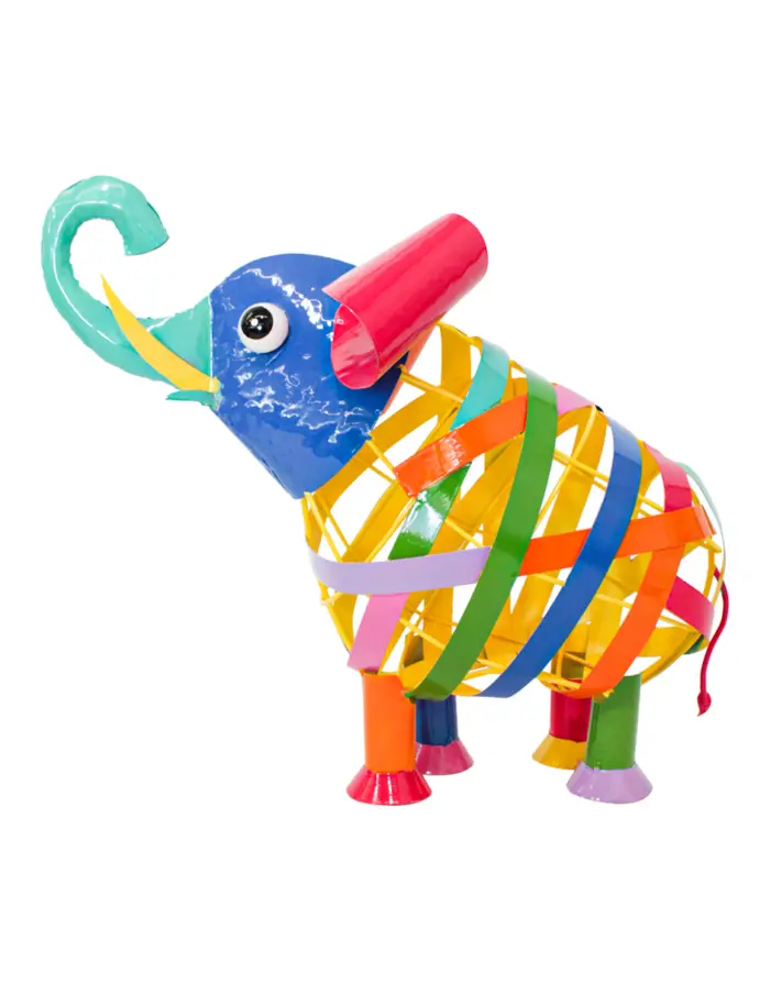 Elefante de metal de colores de16x42x38cm - Image 3