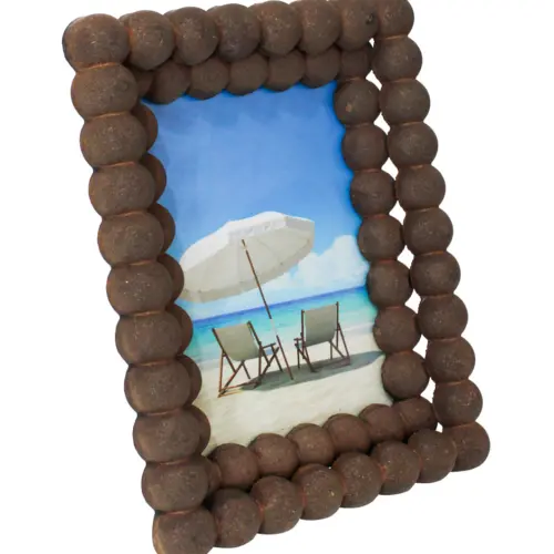 Portarretrato de madera diseño bolas café de 16x3x20cm