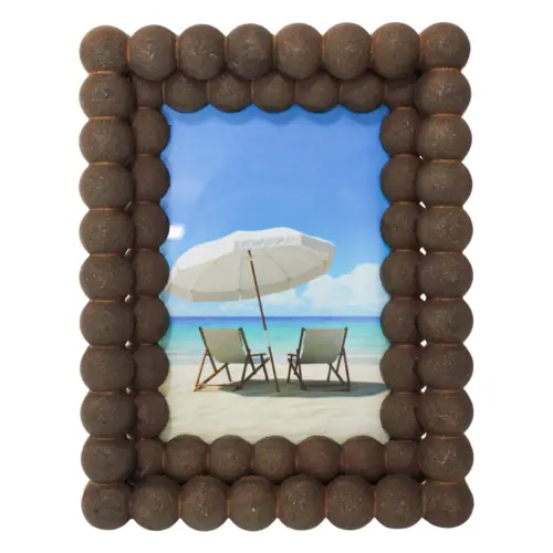 Portarretrato de madera diseño bolas café de 16x3x20cm