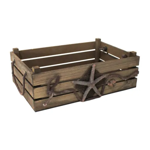 Caja de madera diseño marino café de 27.5x18x10cm
