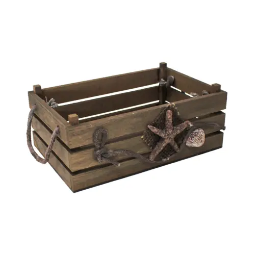 Caja de madera diseño marino café de 21×13.5x9cm