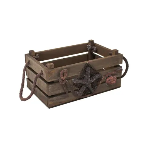 Caja de madera diseño marino café de 15×9.5x8cm