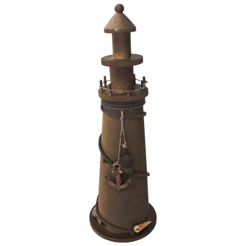 Faro de madera café de 14x14x40cm