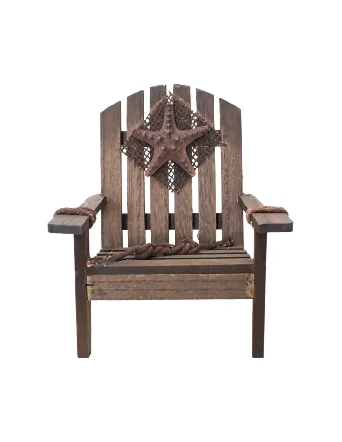 Silla de madera decorativa de playa café de 17x18x18cm - Image 2