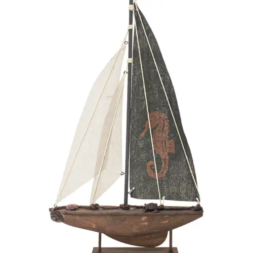 Velero de madera café de 24×4.5x45cm