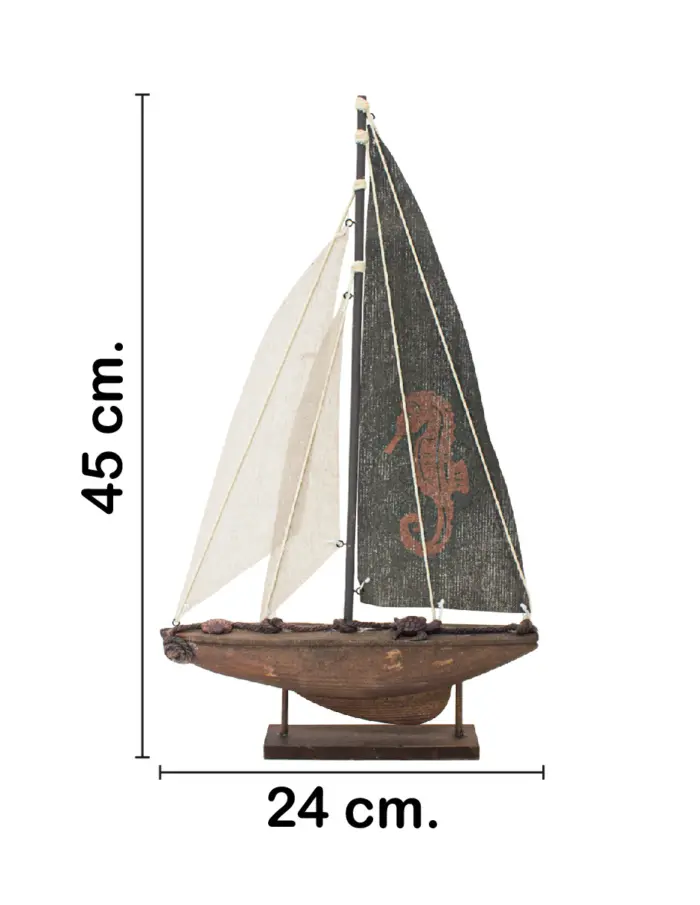 Velero de madera café de 24x4.5x45cm - Image 2